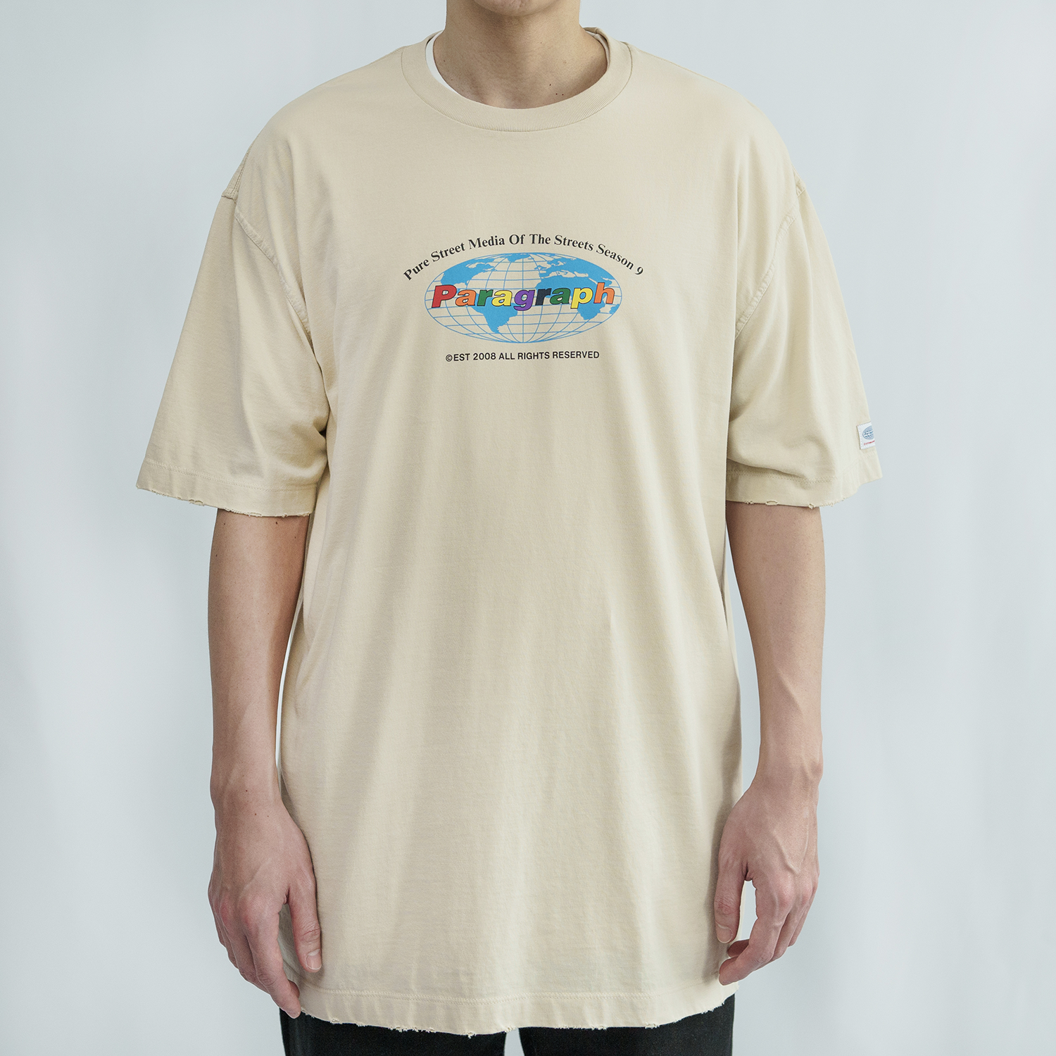 韓國品牌Paragraph 彩字地圖短袖T恤(米黃）| DOFFOO 男裝