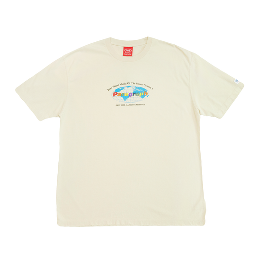 韓國品牌 Paragraph 彩字地圖 短袖T恤 (米黃）